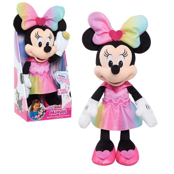 Peluche Disney Junior Minnie Mouse Sparkle and Sing de 33 cm