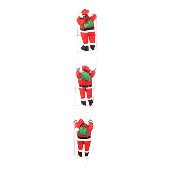 Papá Noel Trepando Por Una Escalera de Cuerda, Decoración Navideña Creativa para Fiestas, Decoración Colgante para Comedores, Ventanas Y Casas de Camp 25cm Tres Papá Noel