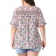 thumbnail image 3 of Agnes Orinda Blusa de Mujer Talla Grande para Escuela o Universidad, Estampado Floral, Cuello en V, Mangas Cortas con Volantes, Estilo Bohemio, Plisada, Casual, Verano, Holgada, Talla 2X, Rosa Claro, 3 of 6