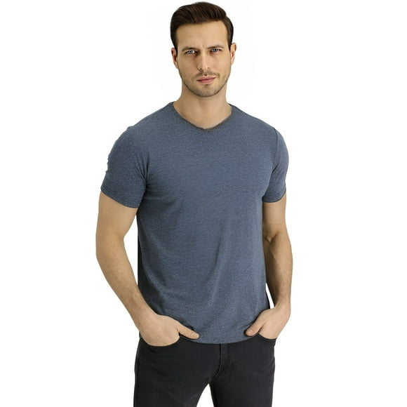 Polera Hombre Manga Corta Cuello V Azul Talla S