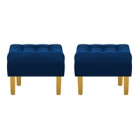 Bodevir - Set Pouf Wood 1C Felpa 01 Azul Marino