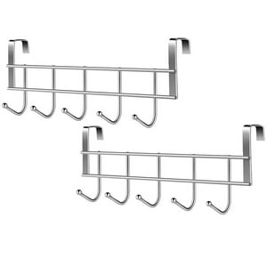 Genérica - Pack 2 Gancho Sobre Puerta Colgador Perchero 5 Ganchos Acero Inoxidable