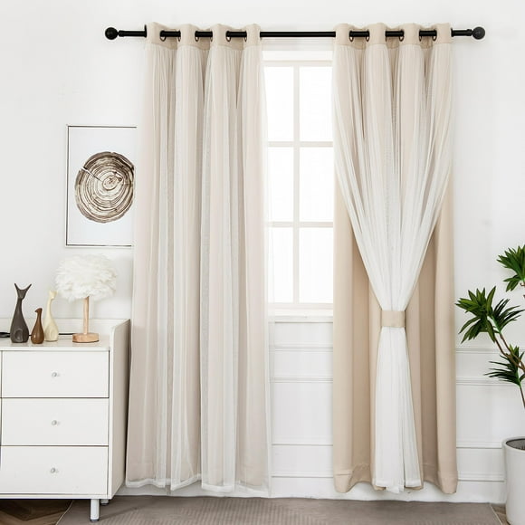 Cortinas INLINAS Beige Blackout con revestimiento transparente de 132 x 213 cm, 2 unidades