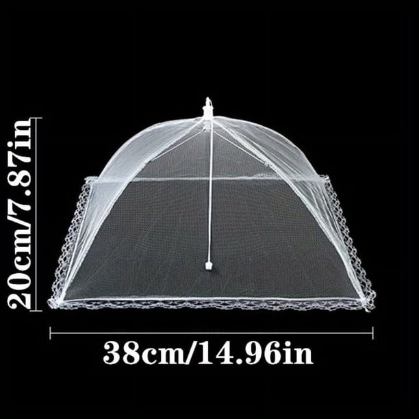 1pc Foldable Umbrella-Shaped Food Tent Cover With Lace Design, Collapsible & Portable Anti-Mosquito Mesh Cover For Home, Camping & Restaurants, Protects From Dust, Flies & Mosquitoes, Multi-functional