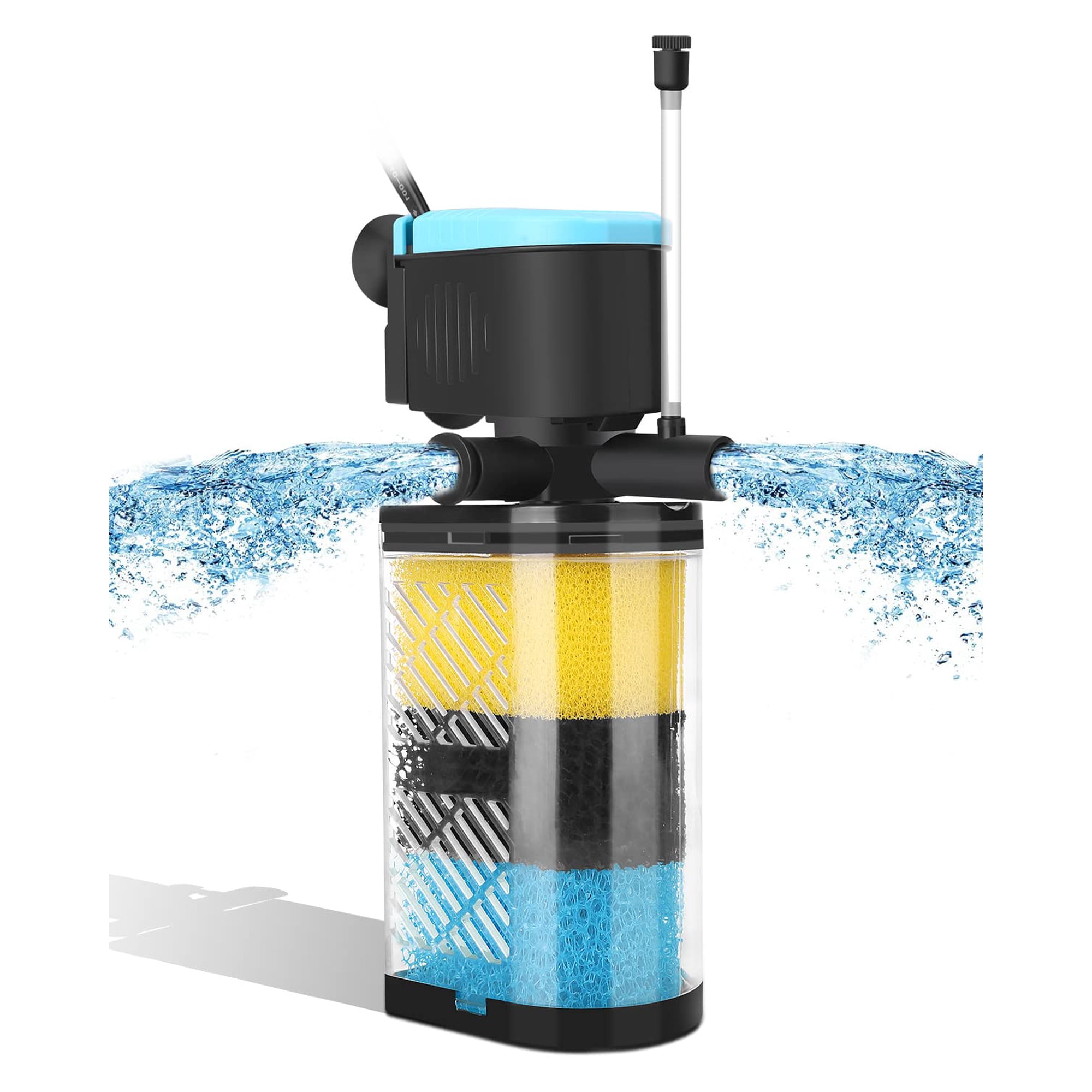 Filtro para acuarios AquaMiracle, 3 etapas, con depósito, 500 l/h, 10-40 galones