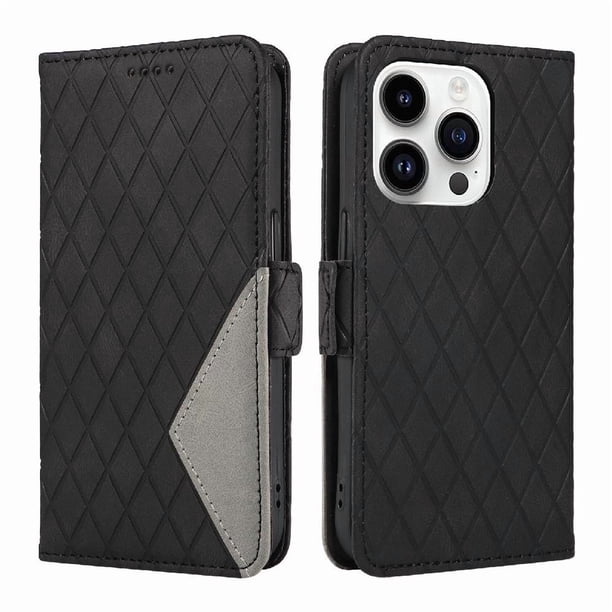 Funda Cartera para iPhone 14 Pro Max con Tarjetero Soporte y Correa Negro