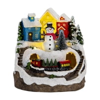 Magideal - Adorno De Escritorio De Casa De Pueblo De Navidad Iluminado Musical Con Figura De Muñeco De Nieve De Resina De Animación Para Decoración Interior Del