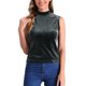 thumbnail image 1 of INSPIRE CHIC Camisetas sin mangas de cuello de tortuga simulado para mujeres Camisetas sin mangas de terciopelo M Gris Negro, 1 of 6
