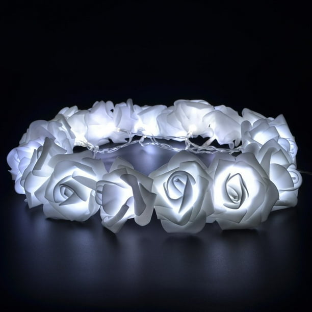 1pc, Rose Flower String Lights 20LEDs Battery Operated Artificial Bouquet Wedding Christmas Valentine Decoration Garland