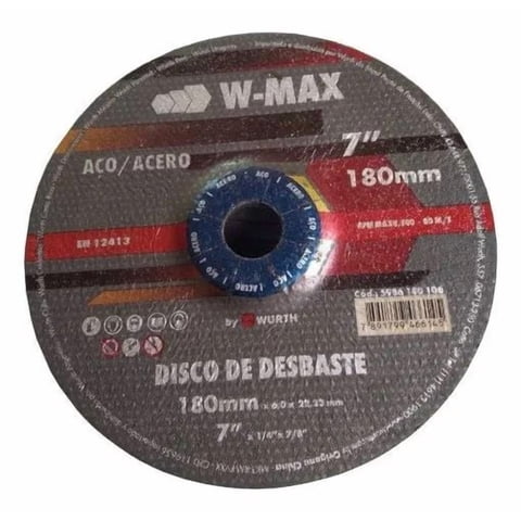 Metalfer - Disco De Desbaste Para Acero 7 Pulgadas 180Mm Wurth Negro