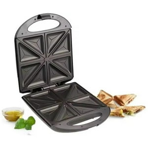 Genérico - Sandwichera Antiaderente 1000W 2 Panes Negro R2580 Raf