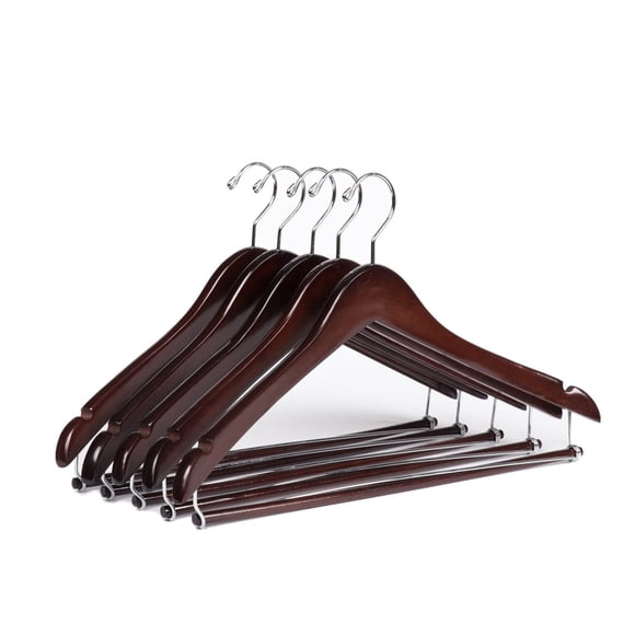 Perchas de Madera Calidad Premium Sólidas para Traje y Abrigo Caoba (5)
