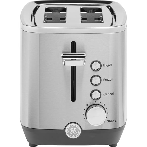 Tostadora GE de acero inoxidable de 2 rebanadas, 850 W, 7 ajustes de color