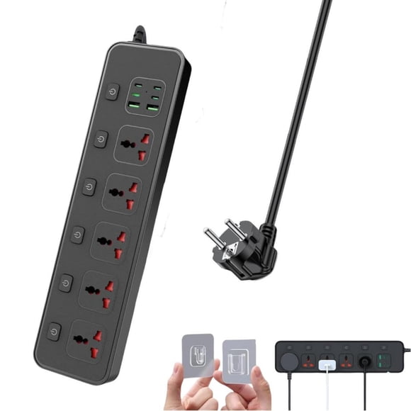 Power Strip Jumpso de 6 pies con 5 salidas, 6 USB (4 USB C) 3000 W