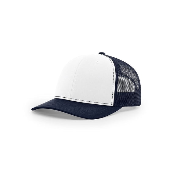 Gorra Trucker R RICHARDSON 112 OSFM Blanca y Azul Marino Ajustable con Malla