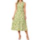 thumbnail image 2 of INSPIRE CHIC Vestido Floral Sin Mangas de Verano para Mujer, Cuello con Pliegues en Capas, Cuello en V, con Volantes, Línea A, Abotonado, Midi, Talla M, Verde, 2 of 5