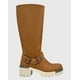 thumbnail image 3 of Bota para mujer Cafe bajo la rodilla correa con hebilla, 3 of 5