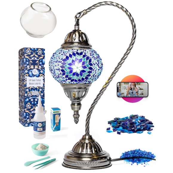 KRAFTSTORIES Kit DIY de Lámpara de Mosaico Turca con Cuello de Cisne 37 cm