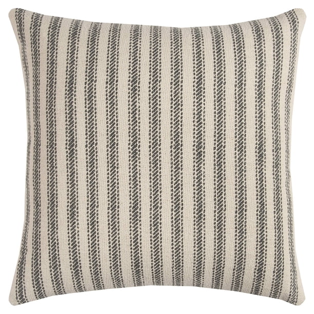 Almohada decorativa Rizzy Home T11038 con relleno de plumón de 20 x 20 cm, color gris