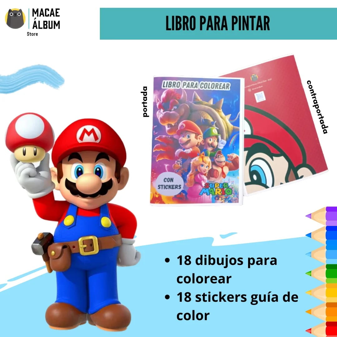 Macae - Libro Para Pintar Mario Bros Con Stickers