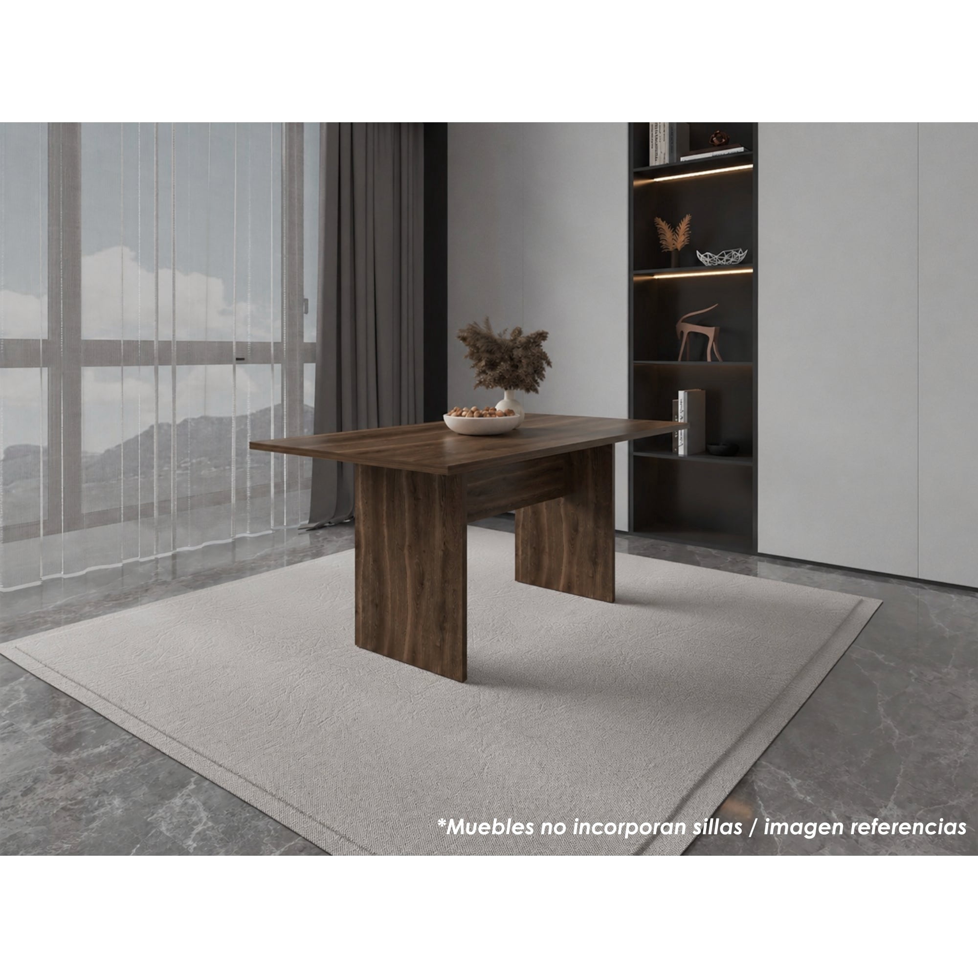 Tuhome - Mesa De Comedor Beijing 6 Puestos Coñac 74,6x160x90 Cm (no Incluye Sillas)