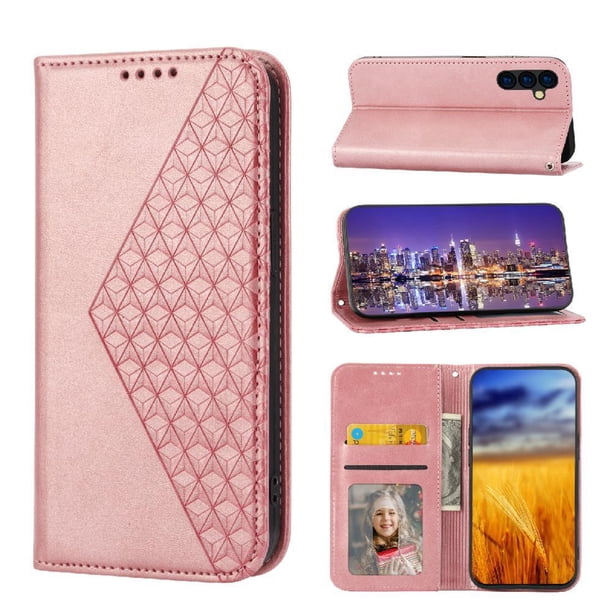 Funda Flip FOXDOCK para Samsung Galaxy M14 5G , Estilo Billetera con Diseño Rombo, Correa de Mano y Soporte, Uso Diario