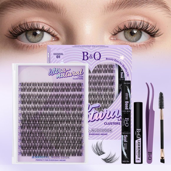 Kit de extensiones de pestañas B&Qaugen Wispy Lash Clusters 8-16 mm