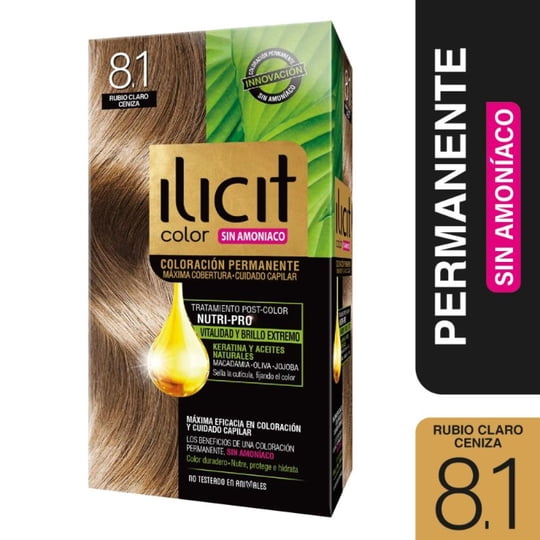 Coloración Ilicit Permanente Sin Amoníaco 8.1 Rubio Claro Ceniza
