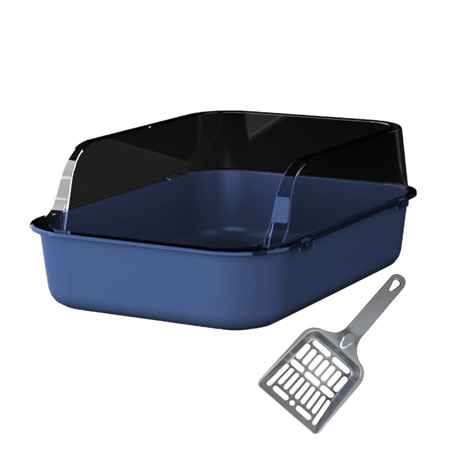 Magideal - Caja De Arena Para Gatos, Orinal Semicerrado, Inodoro Portátil Para Gatitos De Lado Alto, Caja De Arena Para Gatos, Frente Rebajado Para Gatos Jóvenes Azul