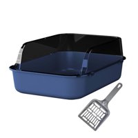 Magideal - Caja De Arena Para Gatos, Orinal Semicerrado, Inodoro Portátil Para Gatitos De Lado Alto, Caja De Arena Para Gatos, Frente Rebajado Para Gatos Jóvenes Azul