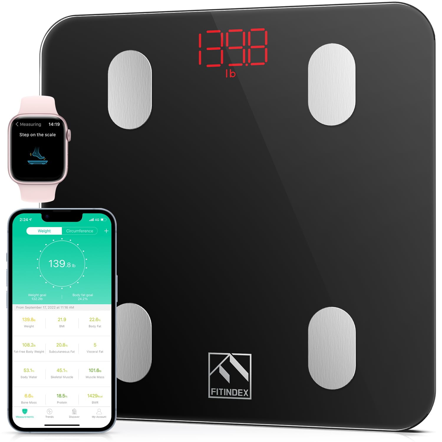 Báscula De Baño Digital Fitindex Composición Corporal Precisa