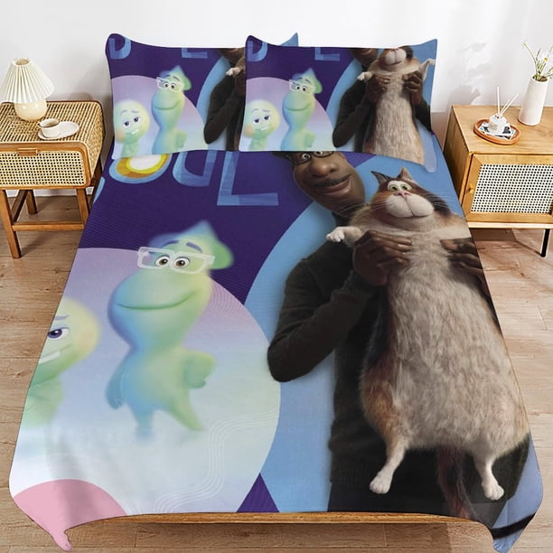 Soul Cartoon Bedding Sets Ultra Soft Skin-Friendly Duvet Cover 3 Piece, Cute Comforter Cover Bed Set for Boys Girls Kids