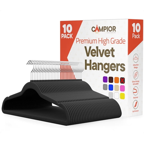 Perchas Campior de terciopelo, paquete de 10, antideslizantes, capacidad de 5 kg