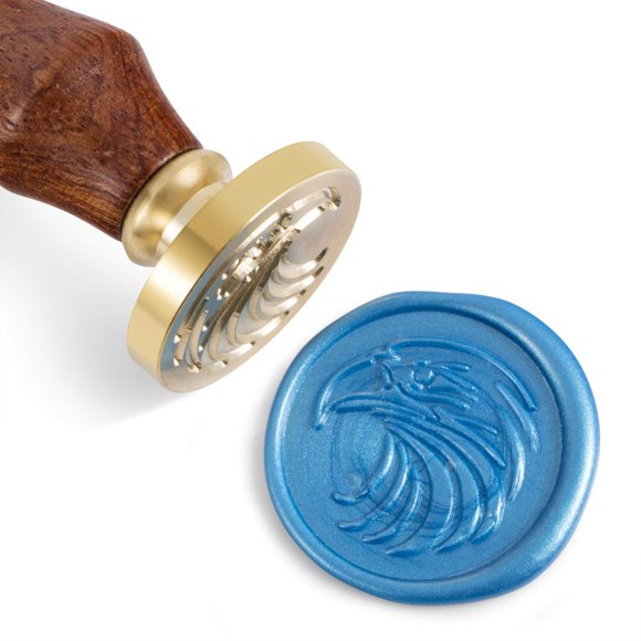 Sello de cera MCEAL 30 mm con mango de palo de rosa y diseño de águila