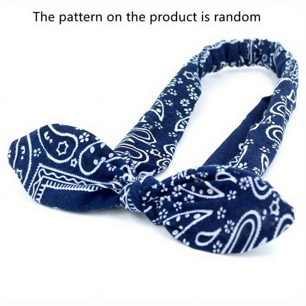 Boho Paisley Headband - Soft and Stretchy Elastic Hair Accessory with Vintage Bowknot