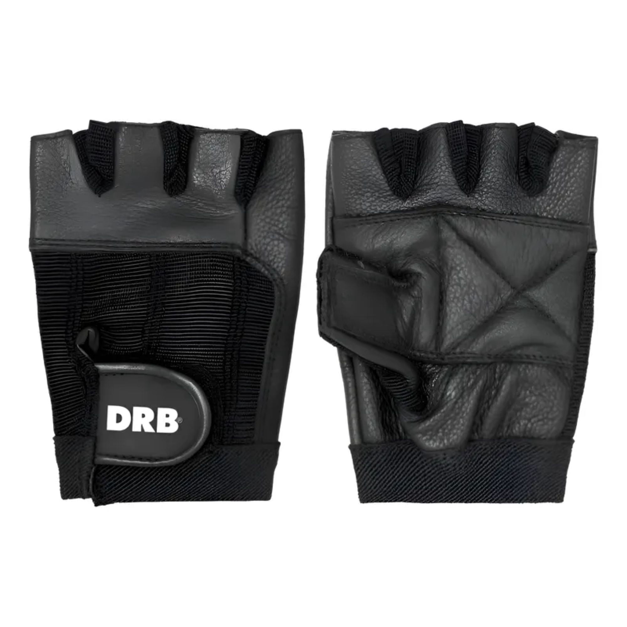 Guantes Fitness Cuero Spandex Drb Negro Pesas Y Gimnasio