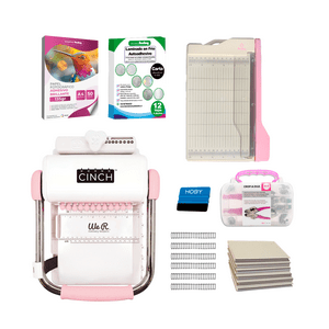 We R Memory Keepers - Encuadernadora Cinch Rosa + Mini Guillotina + Insumos