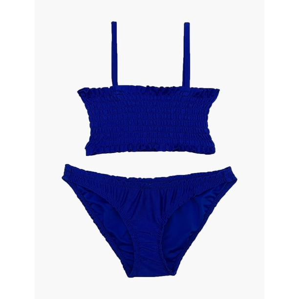 Traje de baño niña dos piezas azul brillante Talla 6