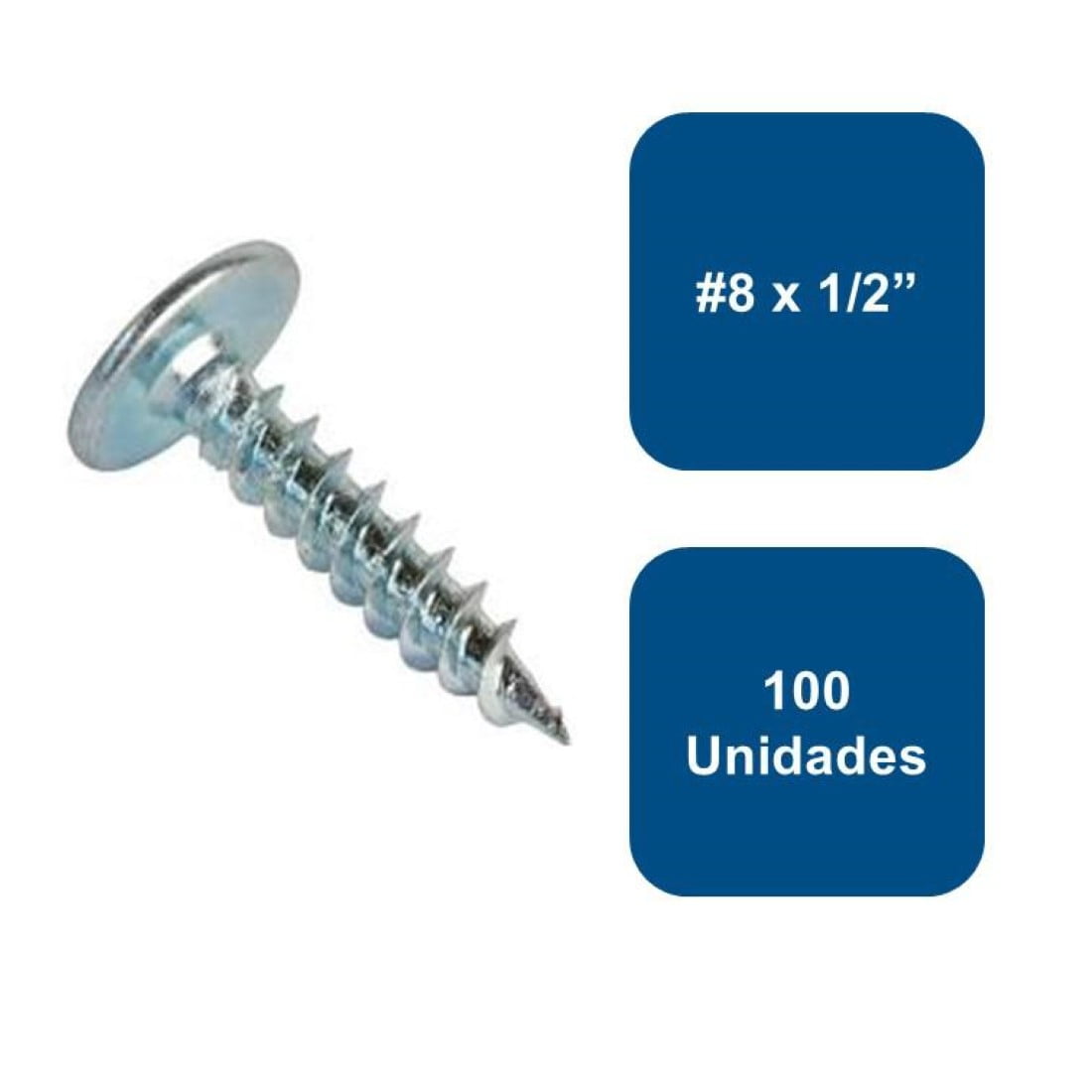 Anclajes - Tornillo Cabeza Lenteja Punta Fina #8 X 1/2" 100un