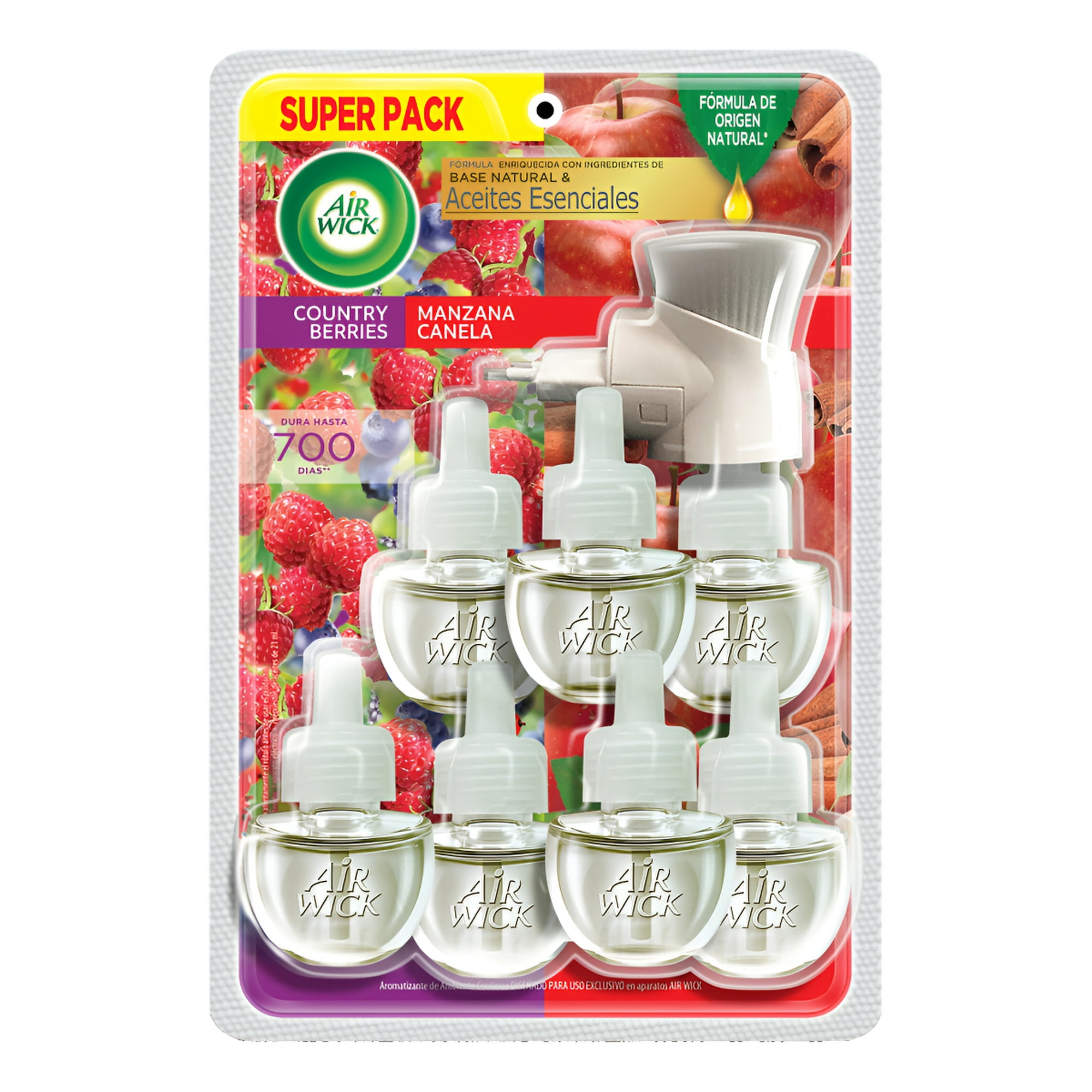 Aparato + 7 Repuestos Aromatizantes Ambiental Eléctrico Air Wick Manzana Canela Y Country Berries