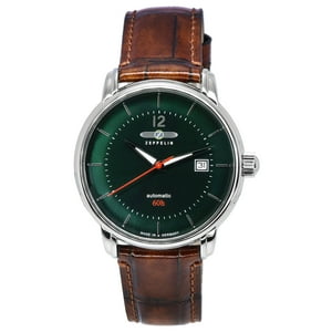 Zeppelin - Reloj Automático Lz 120 Bodensee, Correa De Cuero, Dial Verde Oscuro, Para Hombre - Modelo 81604