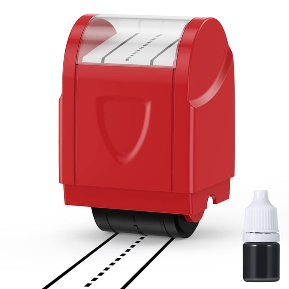 Sello enrollable con líneas discontinuas para padres y profesores, líneas autoentintables, herramienta de práctica de escritura a mano (rojo)
