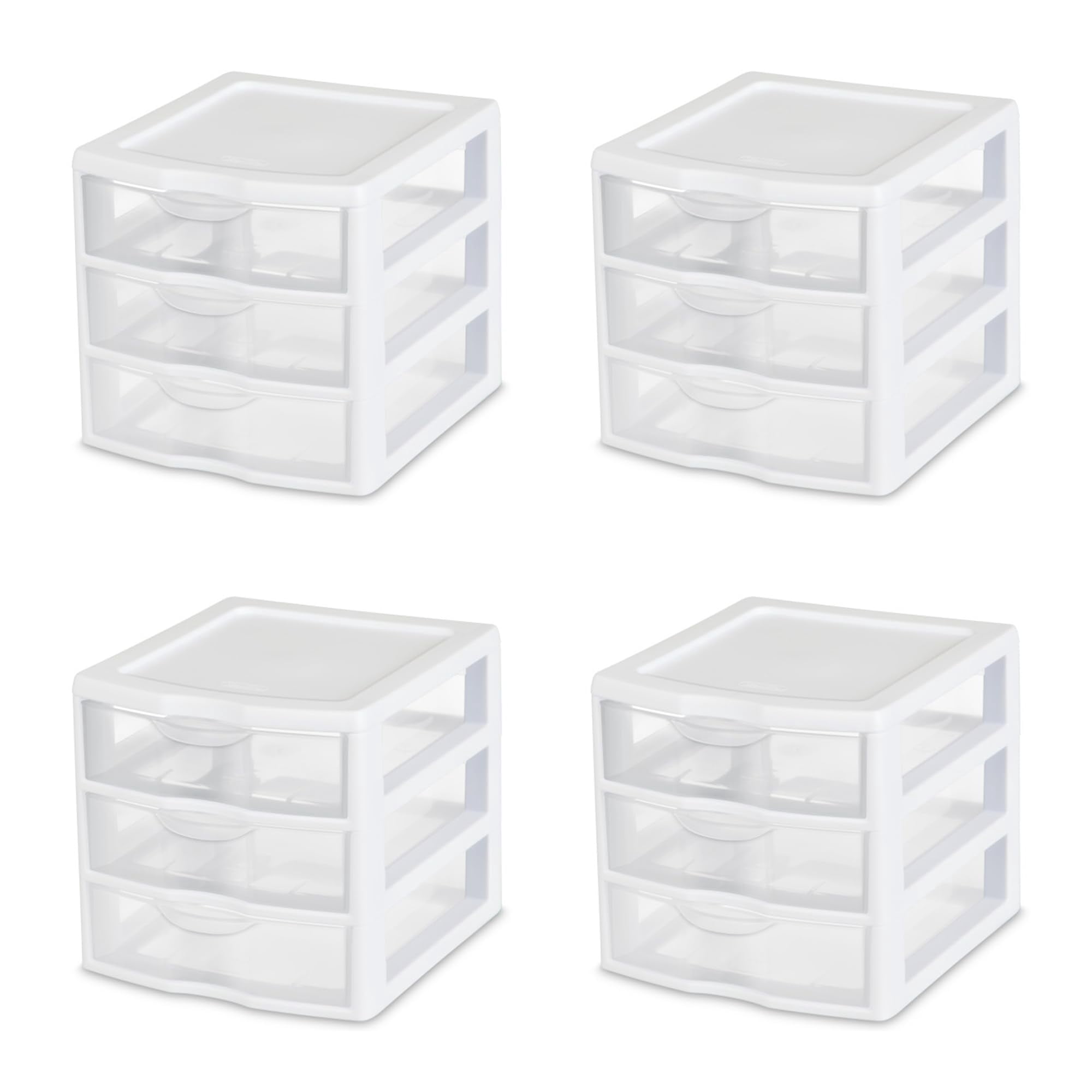 Organizador De Almacenamiento Sterilite Con 3 Cajones, Paquete De 4, Color Blanco