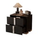 thumbnail image 3 of Elegant Nightstand with Metal Foot, Mirrored Bedside Table with 2 Drawers for Bedroom, Living Room, Black, 3 of 3