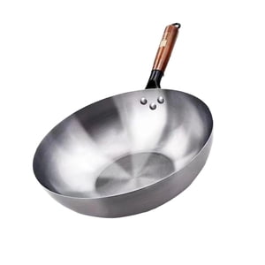 Bothyi - Sartén Antiadherente Para Wok, Olla A Gas Para Cocinar Tortillas, Sartén Para Wok Con Mango De Madera, 36 Cm Sin Asa