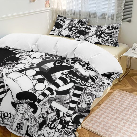 Perona Bed Duvet Cover Funny Anime Cartoon Bedding Sets Lightweight 3 Piece Comforter Sets
