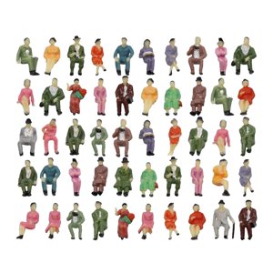 Magideal - Figuras Pintadas De 50X1:87, Figuritas De Personas, Pose Sentada, Pintadas A Mano Para Modelo De Tren, Diseño De Mesa De Arena, Decoración De Escritor