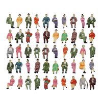 Magideal - Figuras Pintadas De 50X1:87, Figuritas De Personas, Pose Sentada, Pintadas A Mano Para Modelo De Tren, Diseño De Mesa De Arena, Decoración De Escritor