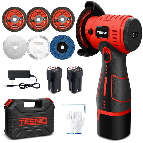 Amoladora angular TEENO 800W sin escobillas, inalámbrica, kit de 3 pulgadas