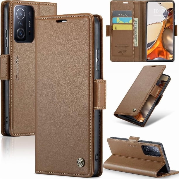 CaseMe tipo cartera Xiaomi 11T/11T Pro con cierre magnético, RFID, tarjetero, soporte, carga inalámbrica